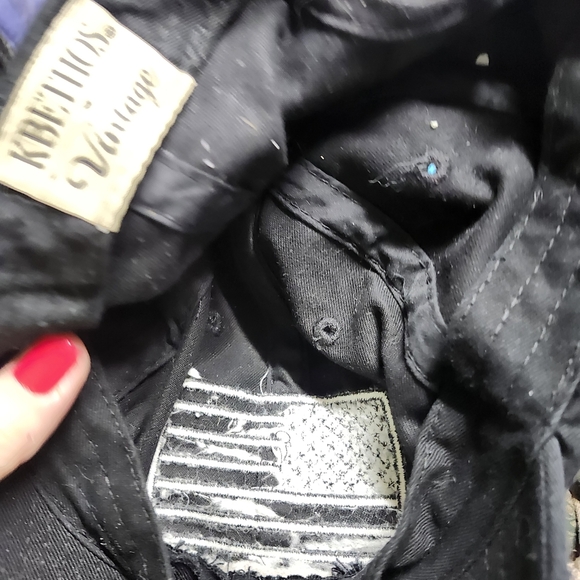 KBETHOS Black Distressed Hat with Flag Patch - Picture 3 of 6